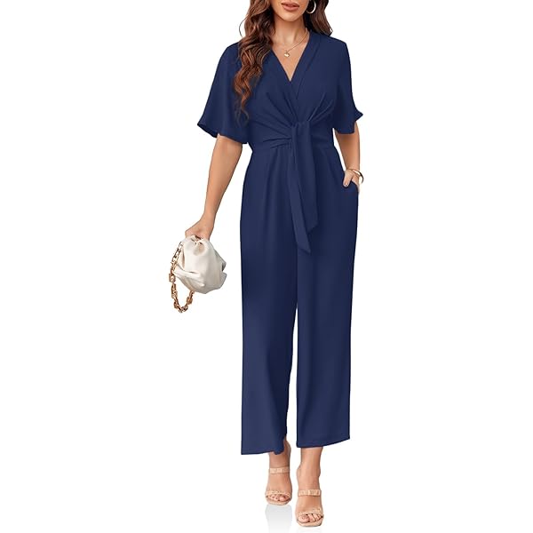 【美咲】NKJ 2025SS]WORK JUMPSUITS Alltoright Women's Casual V-Neck Cross Strap Jumpsuit